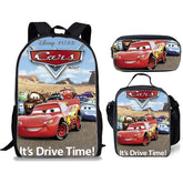 Cars Lightning Schoolbag Backpack Lunch Bag Pencil Case 3pcs Set Gift for Kids Students